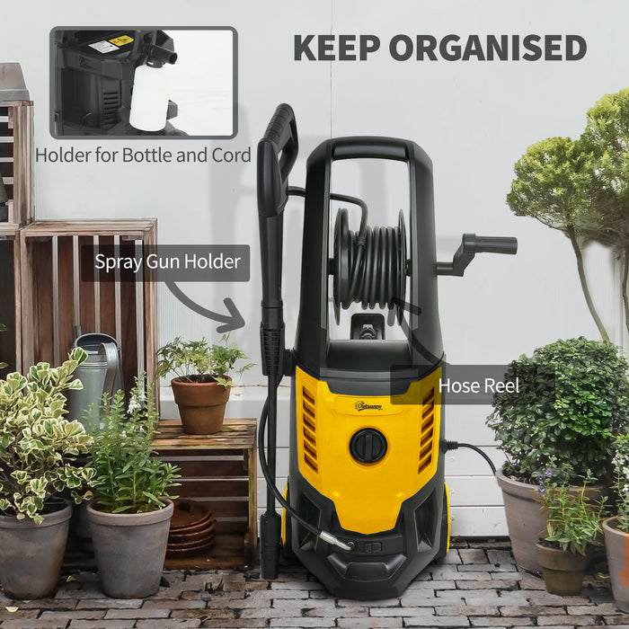 Outsunny 2200W High Pressure Washer, 170 Bar Pressure Washer with Adjustable Nozzle and 6M Hose, 33 x 31.5 x 80.5 cm, Yellow