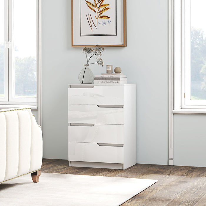 HOMCOM Chest of Drawers and Bedside Table, Modern, High Gloss