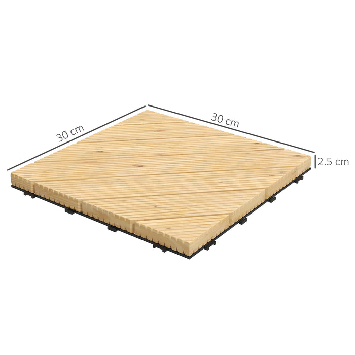 27 Pcs Interlocking Wooden Deck Tiles - 30x30cm, Non-Slip, Weather-Resistant Outdoor Flooring - Ideal for Patio, Balcony, Terrace, Around Hot Tubs