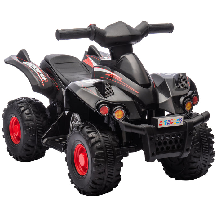 AIYAPLAY 6V Kids Electric Quad Bike w/ Music, Forward Function, for 2-6 Years, Black