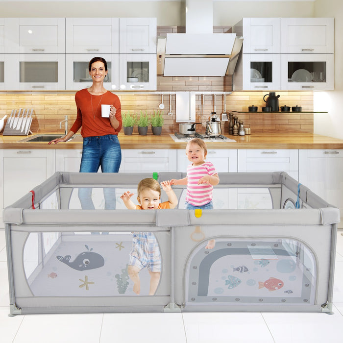Playpen for Babies and Toddlers - 206x147 cm Size with 50 Ocean Balls - Ideal for Safe and Fun Playtime