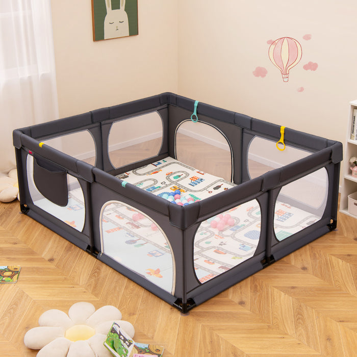 Baby Playpen with Safe Gate and Breathable Mesh-