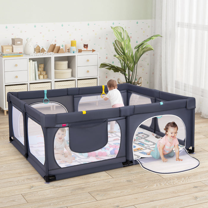 Baby Playpen with Safe Gate and Breathable Mesh-