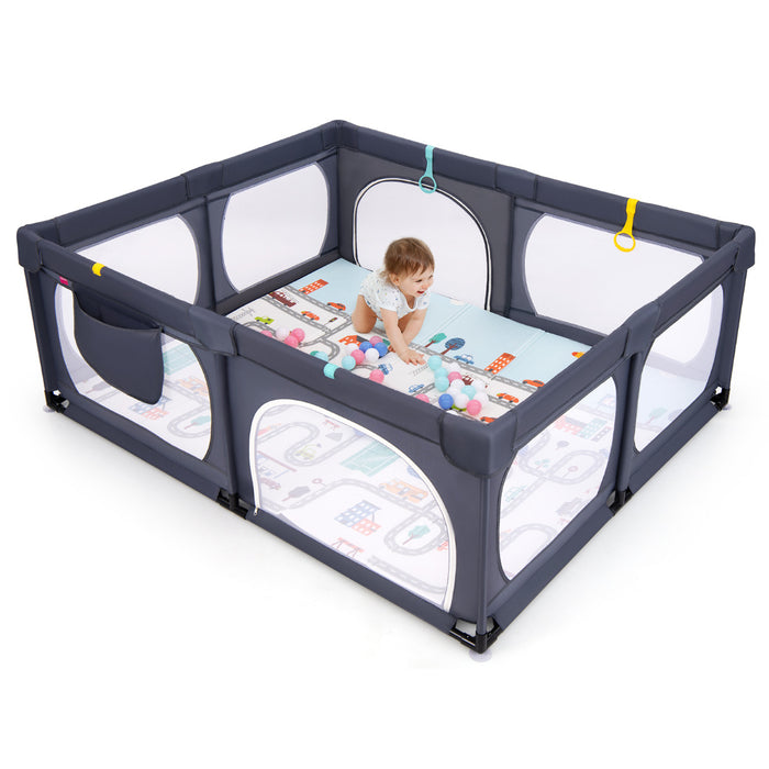 Baby Playpen with Safe Gate and Breathable Mesh-
