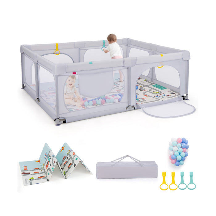 Baby Playpen with Safe Gate and Breathable Mesh-