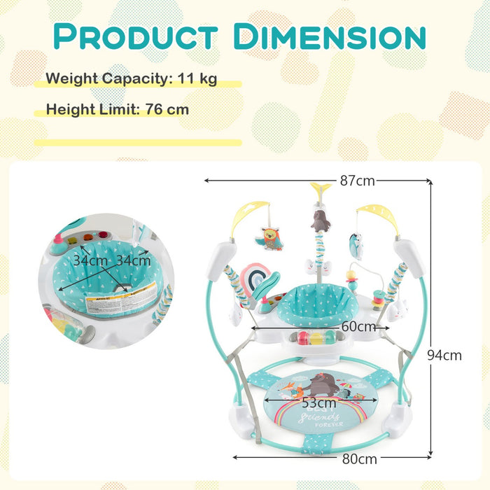 Baby Stationary Activity Center with 360° Rotary Seat and 3 Adjustable Heights for 6 Months+-Blue