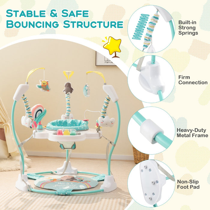 Baby Stationary Activity Center with 360° Rotary Seat and 3 Adjustable Heights for 6 Months+-Blue