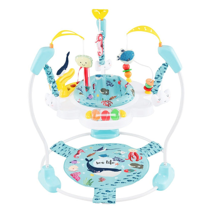 Baby Stationary Activity Center with 360° Rotary Seat and 3 Adjustable Heights for 6 Months+-Blue