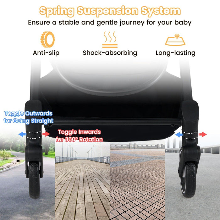 Baby Stroller with Reversible Seat Foldable Infant Pram Stroller-