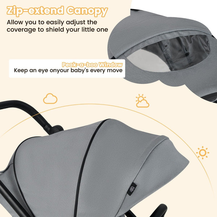 Baby Stroller with Reversible Seat Foldable Infant Pram Stroller-