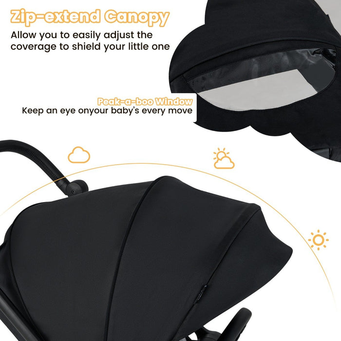 Baby Stroller with Reversible Seat Foldable Infant Pram Stroller-