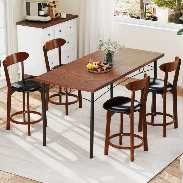 Bar Stool Set of 2 with Curved Backrest and Footrest-29 Inches