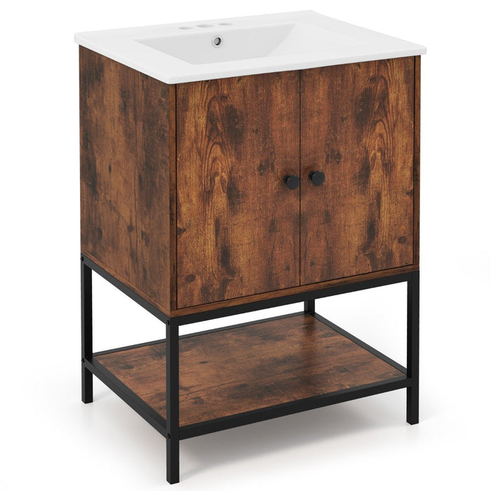 Bathroom Vanity Unit with Basin and Ceramic Sink-