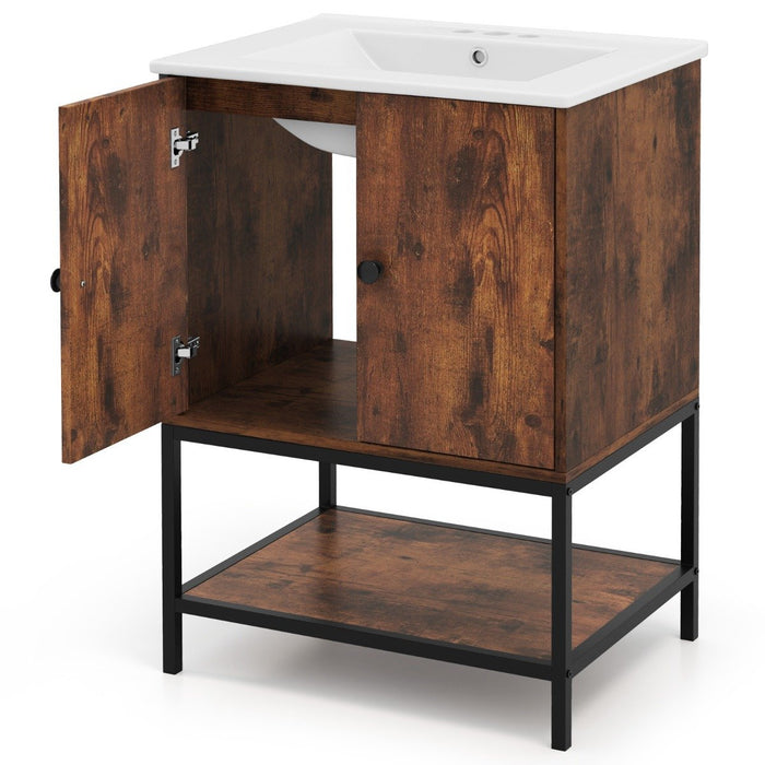 Bathroom Vanity Unit with Basin and Ceramic Sink-
