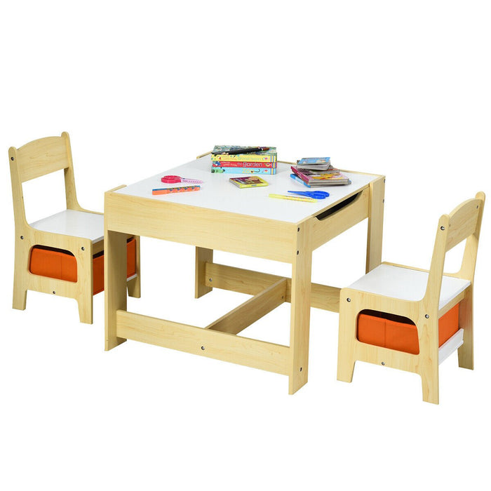 Children's Table and Chair Set with Storage Boxes-
