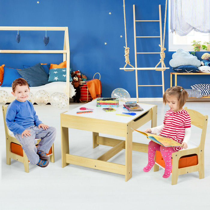 Children's Table and Chair Set with Storage Boxes-