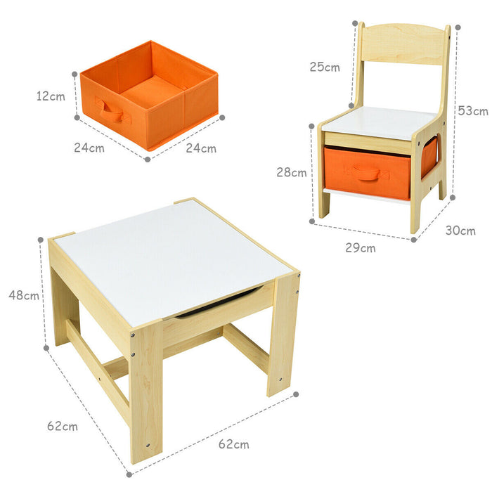 Children's Table and Chair Set with Storage Boxes-