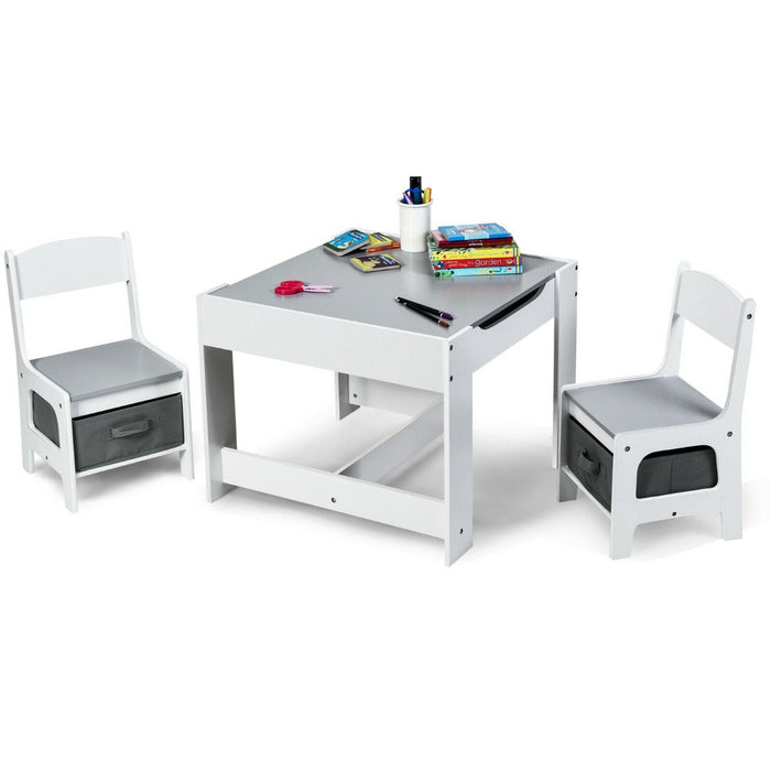 Children's Table and Chair Set with Storage Boxes-