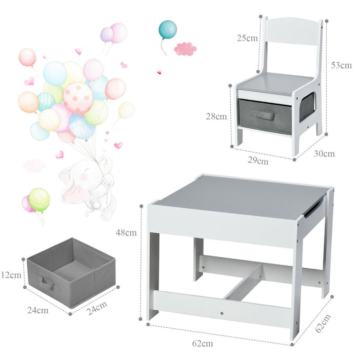 Children's Table and Chair Set with Storage Boxes-