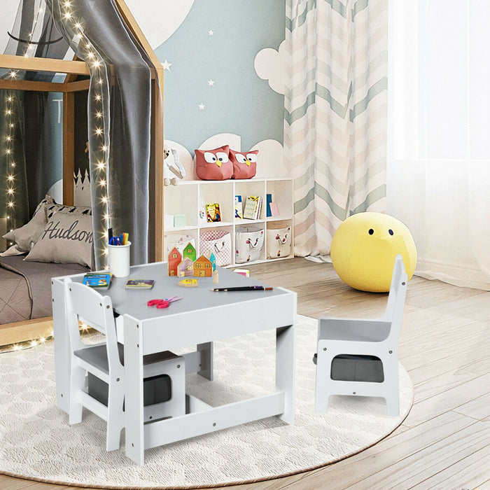Children's Table and Chair Set with Storage Boxes-
