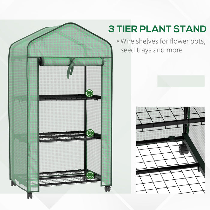 Outsunny Three-Tier Mini Greenhouse - Green | Aosom UK