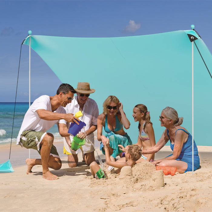 Beach Tent Sun Shelter - With 4 Sandbags & UPF 50+ Protection - Ideal for Beach Lovers Seeking Sun Protection