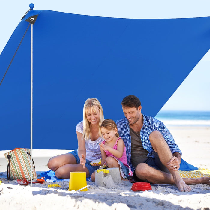 Beach Tent Sun Shelter - With 4 Sandbags & UPF 50+ Protection - Ideal for Beach Lovers Seeking Sun Protection