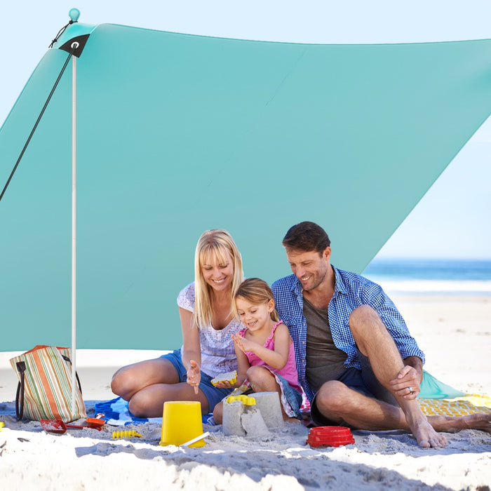 Beach Tent Sun Shelter - With 4 Sandbags & UPF 50+ Protection - Ideal for Beach Lovers Seeking Sun Protection