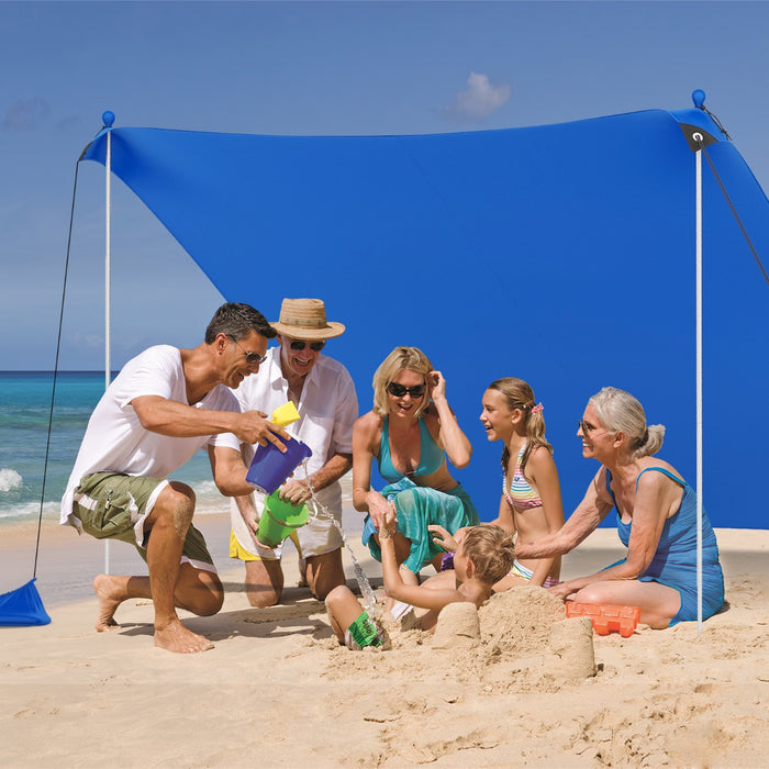 Beach Tent Sun Shelter - With 4 Sandbags & UPF 50+ Protection - Ideal for Beach Lovers Seeking Sun Protection