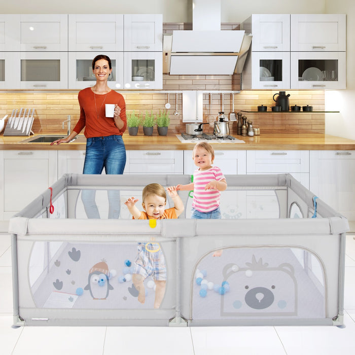 Playpen for Babies and Toddlers - 206x147 cm Size with 50 Ocean Balls - Ideal for Safe and Fun Playtime