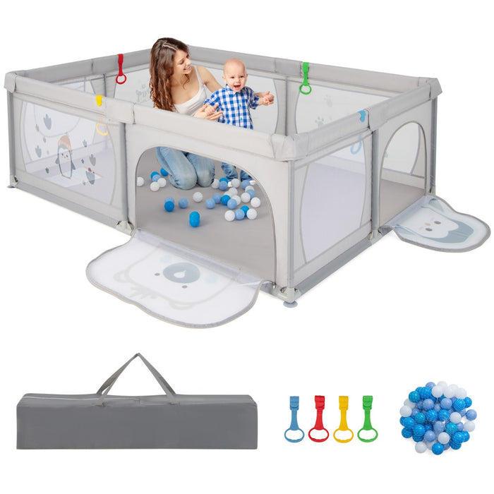 Playpen for Babies and Toddlers - 206x147 cm Size with 50 Ocean Balls - Ideal for Safe and Fun Playtime