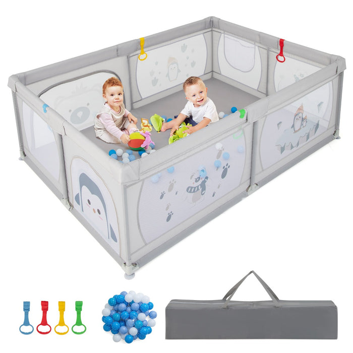 Playpen for Babies and Toddlers - 206x147 cm Size with 50 Ocean Balls - Ideal for Safe and Fun Playtime