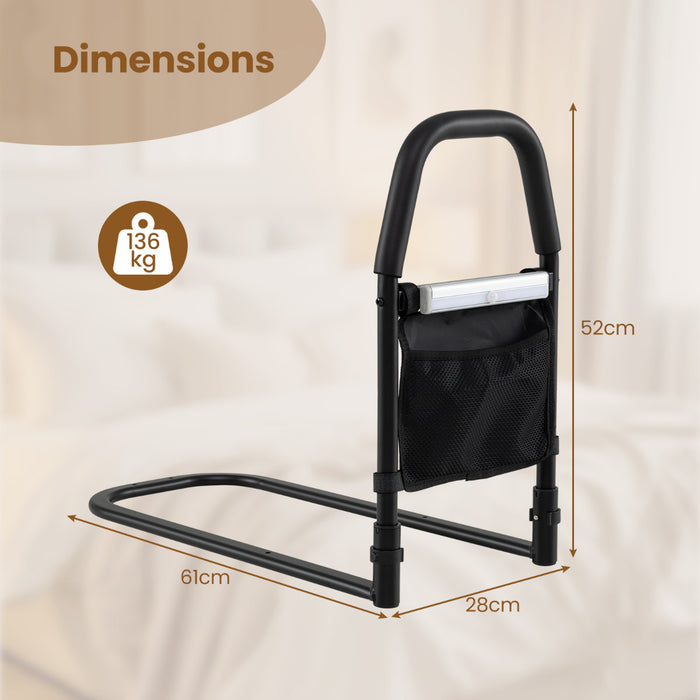 Bed Rails with Motion Sensor Light and Storage Pocket for Elderly Adults-