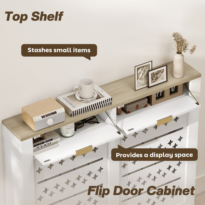 HOMCOM 108 x 19 cm Minimal Radiator Cover, with 2 Drawers - White