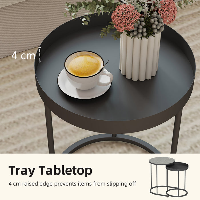 HOMCOM Set of Two Industrial Nesting Tables - Grey