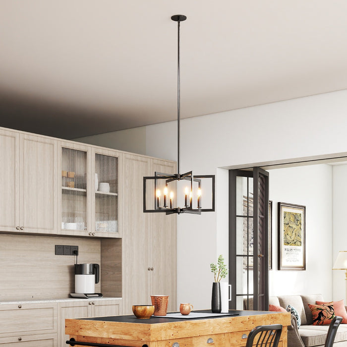 6-Light  Farmhouse Chandelier with Adjustable Height-
