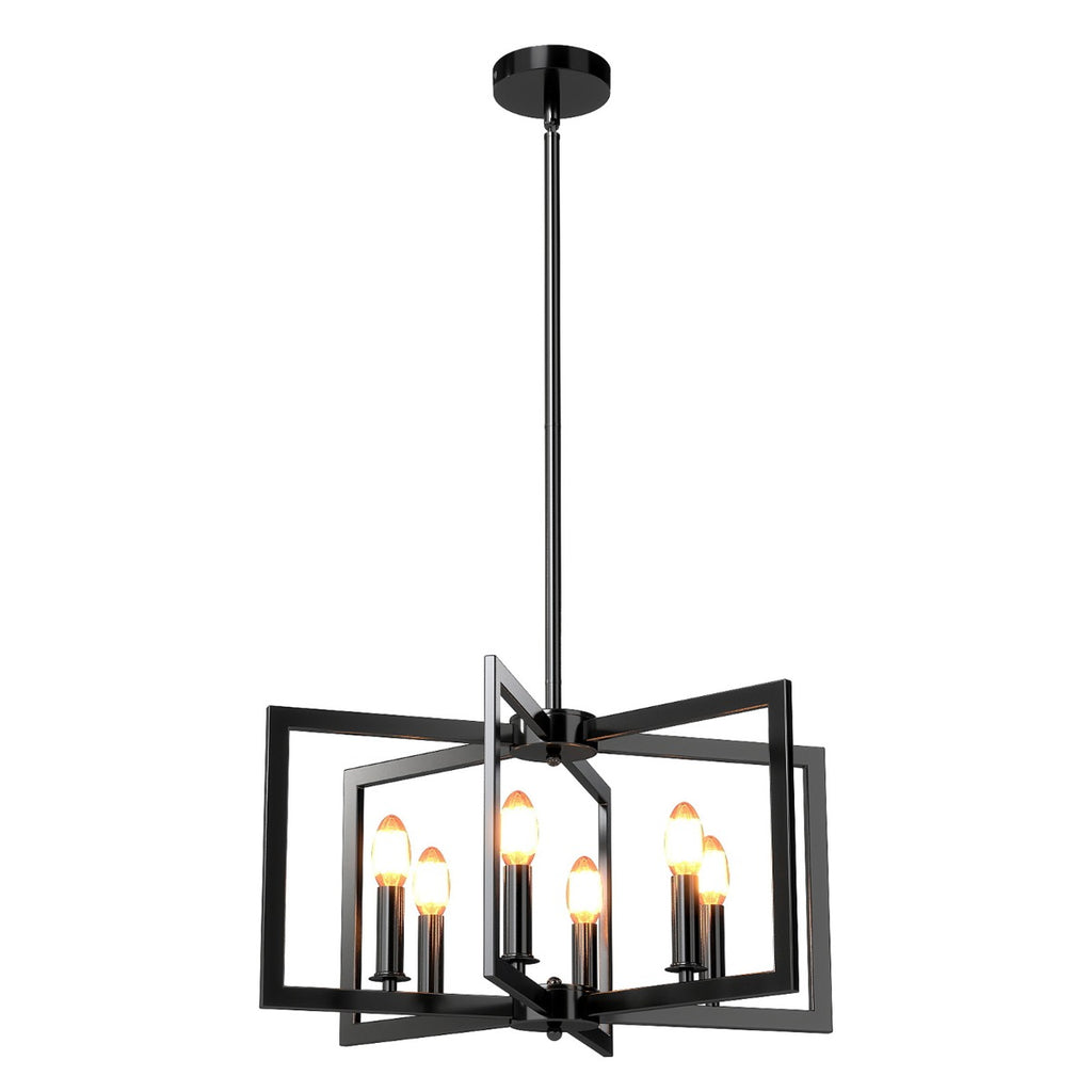 6-Light  Farmhouse Chandelier with Adjustable Height-