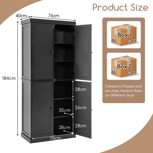 Freestanding Kitchen Pantry Buffet Cabinet - 4 Door Utility Storage Unit - Ideal for Enhancing Kitchen Organization and Space Efficiency