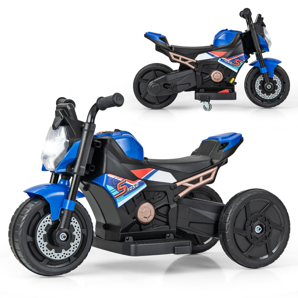 6V Children's Motorcycle - Convertible 2-Wheel or 3-Wheel Options, Detachable Training Wheels - Ideal Ride-On Toy for Beginning Riders