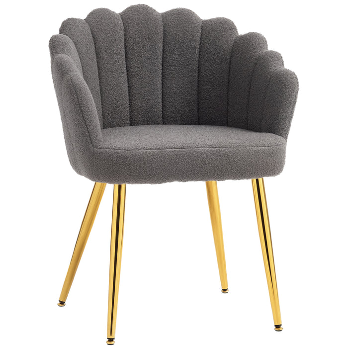 HOMCOM Lounge Chair Petal-Back Armchair Metal Metal Legs for Living Room Bedroom, Grey