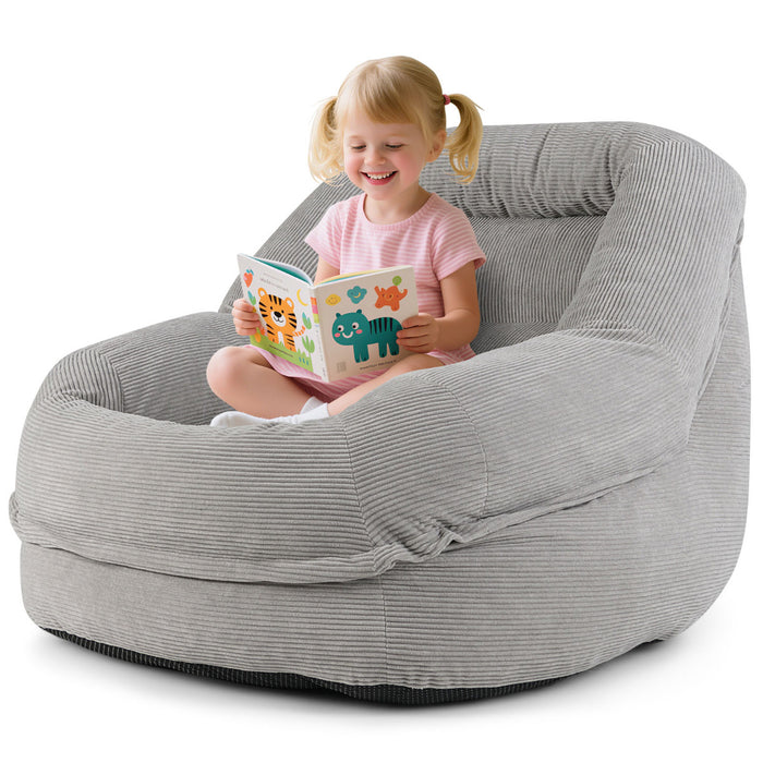 Boneless Floor Single Sofa Chair with Soft Stripe Corduroy Cover-