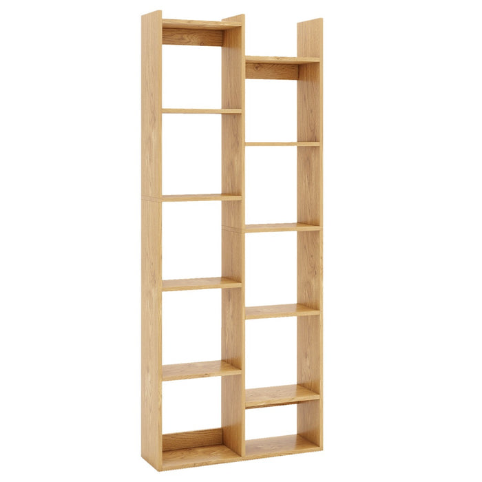 Bookshelf 11-Tier Bookcase with Anti-Tipping Kits Wood Display Shelf-White