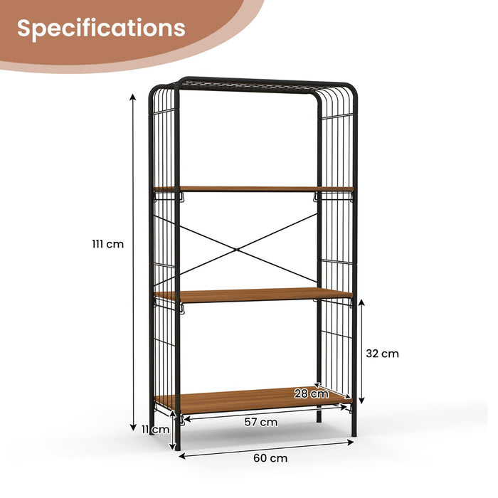 Metal Framed 4-Tier Bookshelf - Open-Back Storage Shelf Design - Ideal for Book Lovers & Space Saver in Homes and Offices