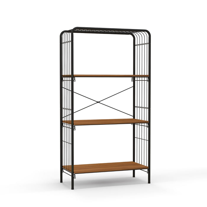 Metal Framed 4-Tier Bookshelf - Open-Back Storage Shelf Design - Ideal for Book Lovers & Space Saver in Homes and Offices