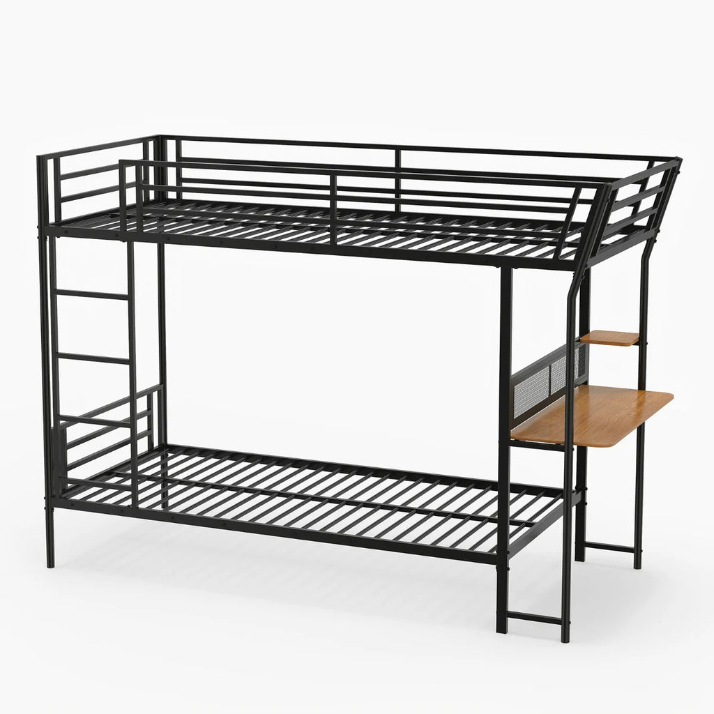 Bunk Bed with Desk Loft Bed with Wooden Tabletop and Shelf