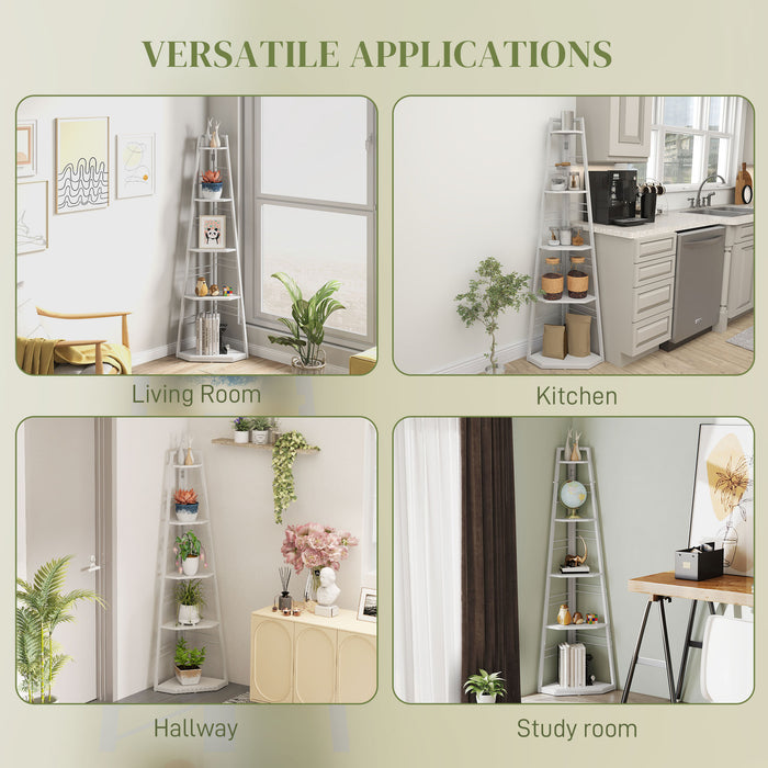 HOMCOM 5-Tier Corner Shelf - White