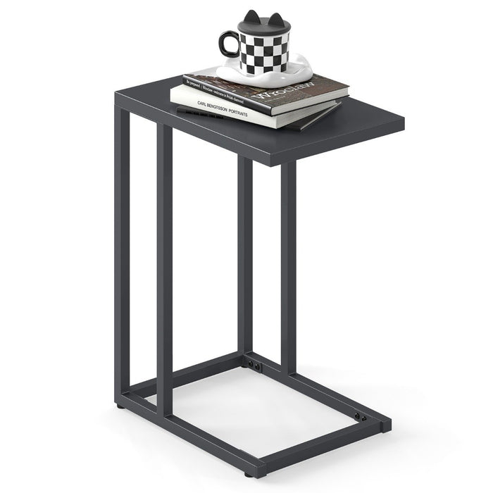 Modern Industrial Metal End Table with Adjustable Foot Pads-