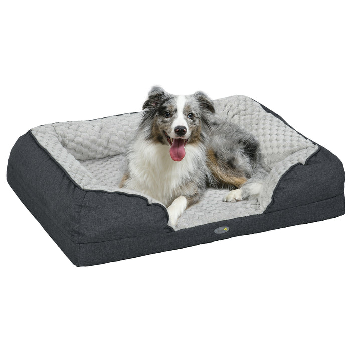 Calming Dog Bed - Medium-Sized Pet Mattress with Anti-Slip Base, Removable Charcoal Grey Cover - Ideal for Stress Relief and Comfort for Dogs