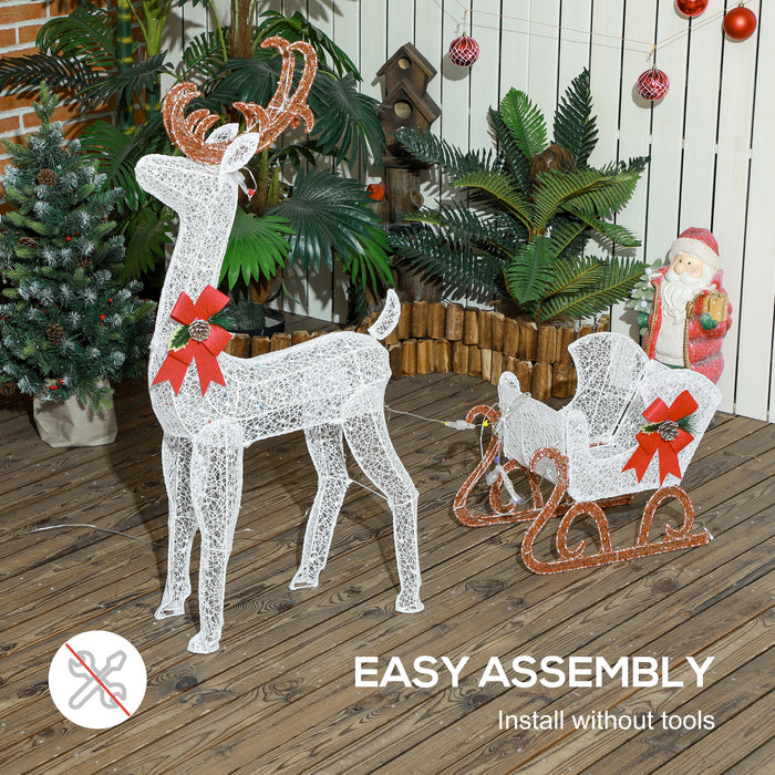 Outsunny 170 LED Light Reindeer and Sleigh Christmas Decoration | Aosom UK