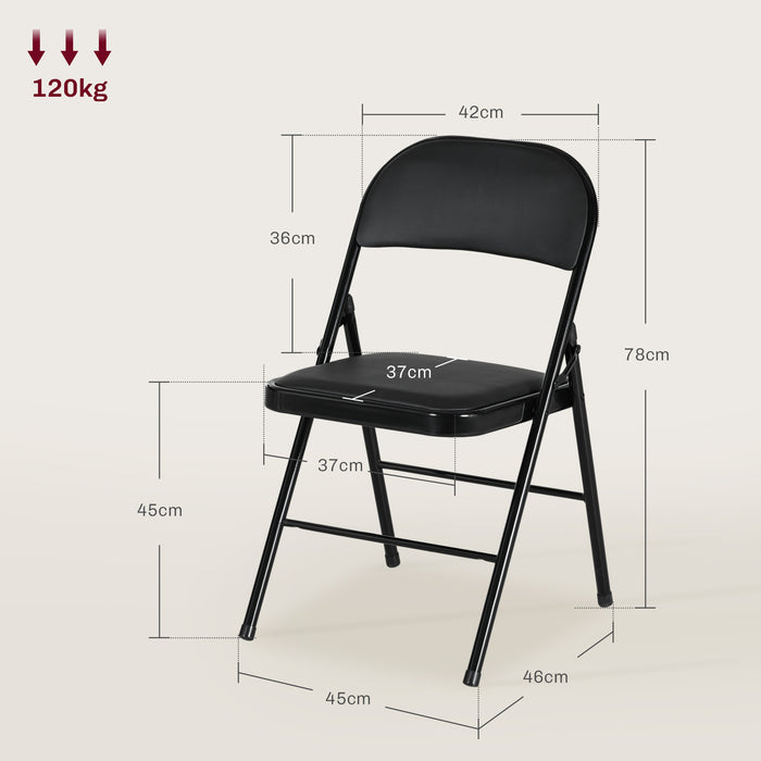 HOMCOM Set of Four Cushioned Steel Folding Chairs - Black